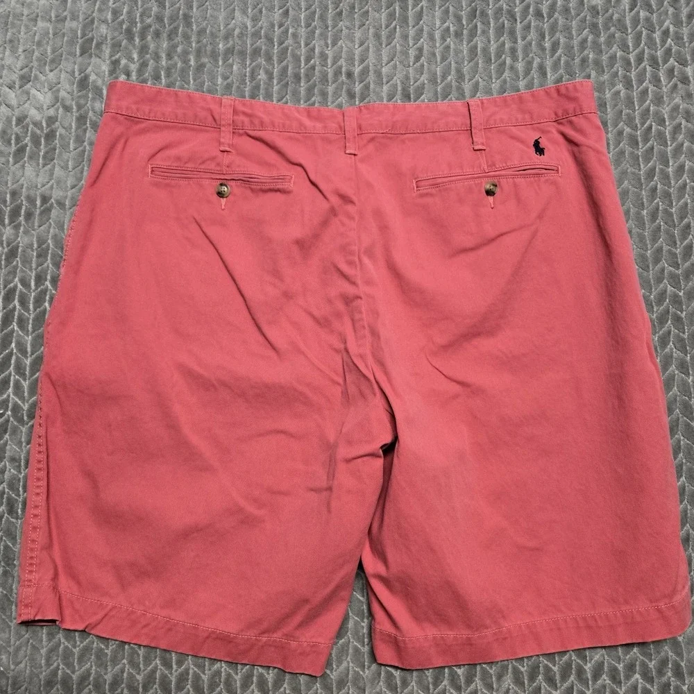 Polo Ralph‎ Lauren Shorts Men 42 Pink Blue Pony Twill Relaxed Fit Golf Chino
